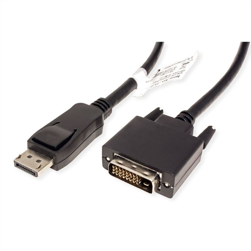 CABLE DISPLAYPORT 2 M , DP M - DVI (24+1) M, 1920 x 1080 / 1920 x 1200 @60Hz (2K, Full HD)NEGRO VALUE