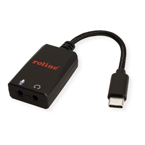 CONVERTIDOR USB TIPO  C - 2x 3.5mm Audio + Microfono , M/H, 15 CmS ROLINE