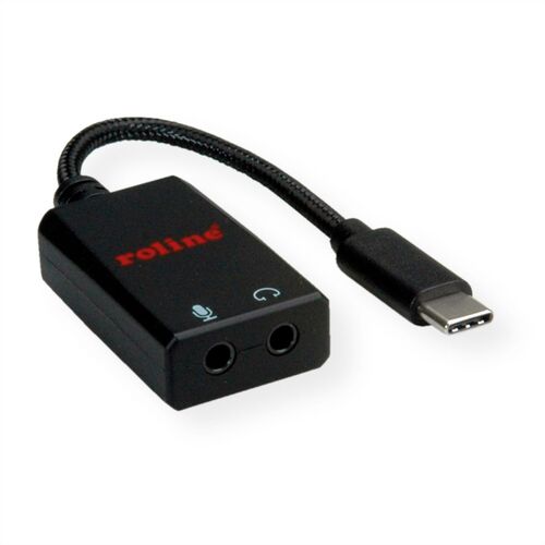 CONVERTIDOR USB TIPO  C - 2x 3.5mm Audio + Microfono , M/H, 15 CmS ROLINE