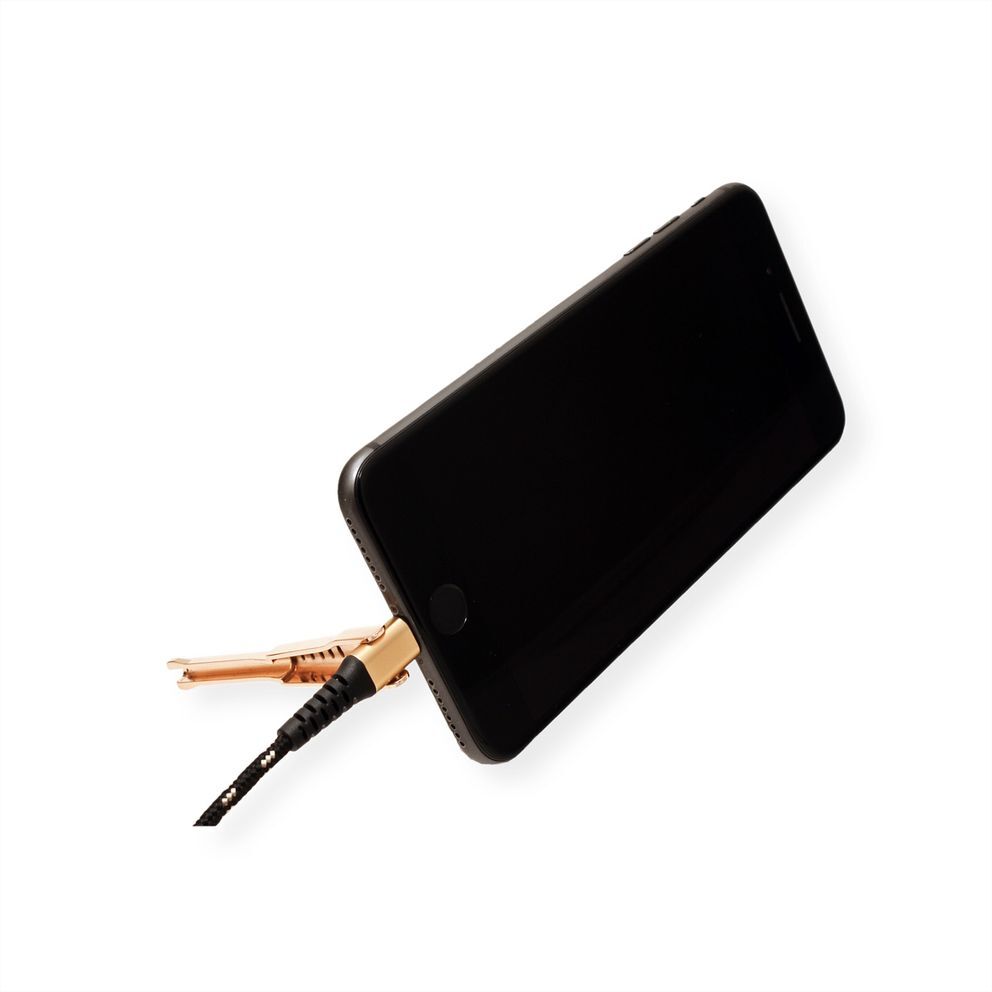 Cable USB 2.0 1 metro a Lightning Gold para iPhone, iPod, iPad, con función de soporte para teléfono inteligente, Roline-gallery-thumb-0