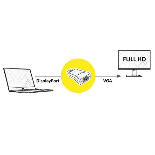 ADAPTADOR DP - VGA, M/H, V1.1, 1080p@60Hz VALUE