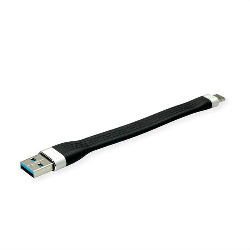 CONVERTIDOR Cable USB 3.2 Gen 1, A-USB TIPO C, M / M, negro, 11 cm, Silicona ROLINE
