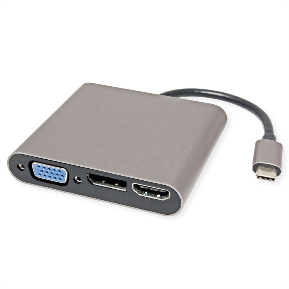 Docking Station USB Tipo C, 1x 4K HDMI, 1x VGA, 1x DP, 1x Gigabit Ethernet ROLINE