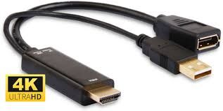 ADAPTADOR HDMI MACHO - DP HEMBRA CON ALIMENTACION POR USB