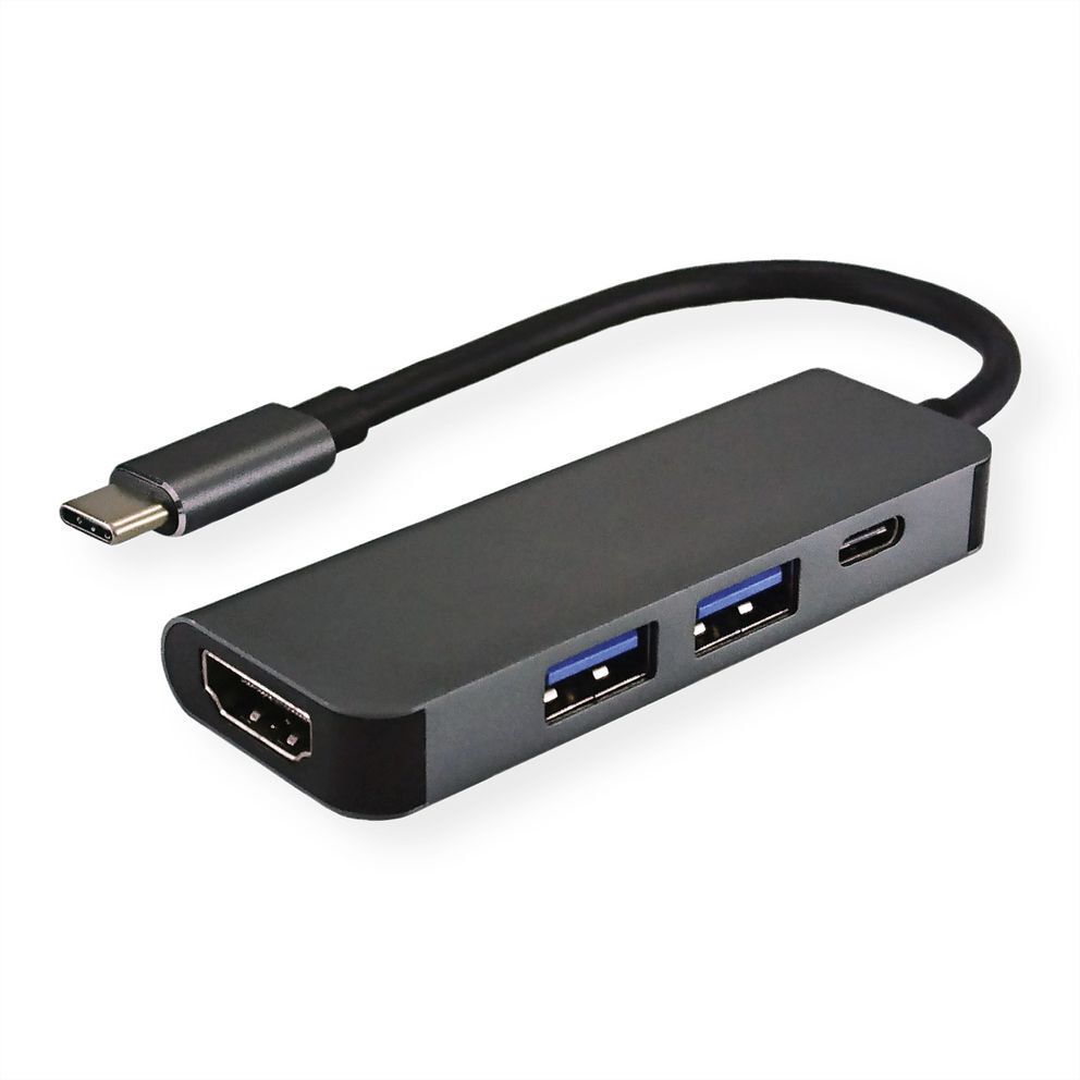 VALUE DOCKIN USB TIPO C MACHO- ADAPTADOR HDMI HEMBRA + 2x USB 3.2 Gen 1 A HEMBRA+ 1x Tipo C HEMBRA (FUENTE DE ALIMENTACION)
