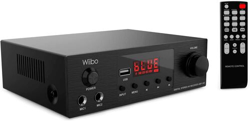 Wiibo AMP-100 Amplificador HiFi Bluetooth con Respuesta Lineal. 50W + 50W. con 2 Entradas Micrfono