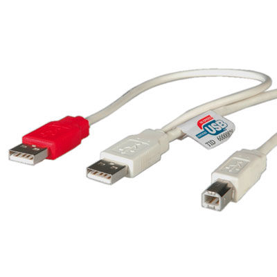 CABLE USB 2.0 1,8 M. CABLE EN Y, 2 X  A M - 1 X B M ROLINE