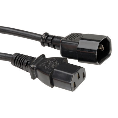 CABLE ALIMENTACION 1,8 M. CONECTOR IEC 320-C14 a  IEC 320-C13, CPU A MONITOR, NEGRO  ROLINE